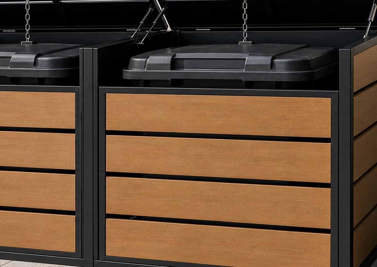 Double Outdoor Bin Storage Enclosure view 3