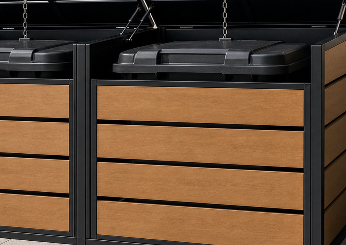 Double Outdoor Bin Storage Enclosure view 3