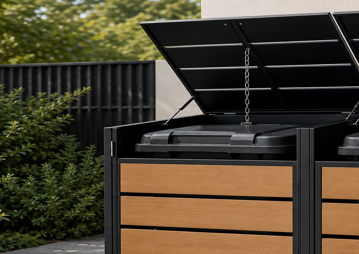 Double Outdoor Bin Storage Enclosure view 2