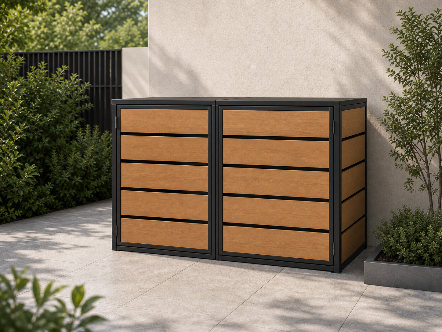 Double Outdoor Bin Storage Enclosure